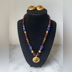 Elegant Multicolor Beaded Necklace and Earring Set